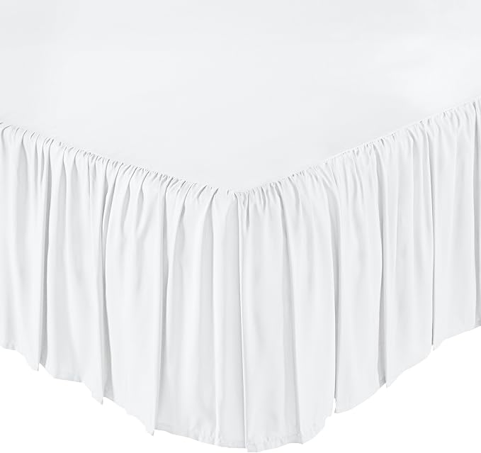 Amazon Basics Ruffled Bed Skirt, Classic Style, Wrinkle and Fade Resistant, Machine Washable, 16" Drop, Full, White