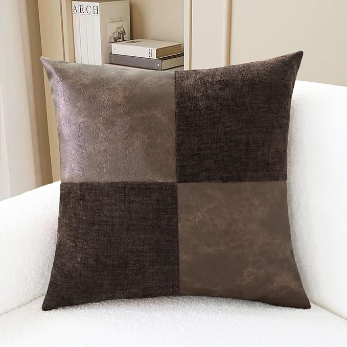 CaliTime Decorative Couch Throw Pillow Covers 16 X 16 Inches Coffee