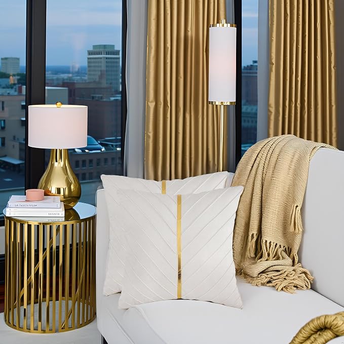 Velvet Throw Pillow Covers 18x18 inch Pack of 2 Gold Decor Beige