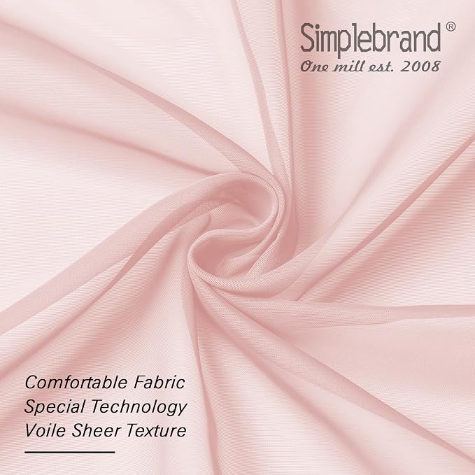 Simplebrand Blush Sheer Curtains 72 Inches Long 2 Panels for Living Room, Rod Pockets Airy Window Treatments Voile Sheer Black Curtains Panels Lightweight for Front Back Patio Glass Door, 42" Width