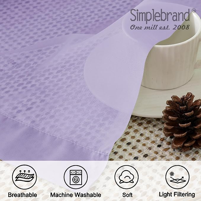 Simplebrand Lavender Sheer Curtains 90 Inches Long 2 Panels, Light Filtering Rod Pocket Solid Color Window Sheer Curtain Panels, Elegant Curtains & Drapes for Living Room, Bedroom, 42" W x 90" L