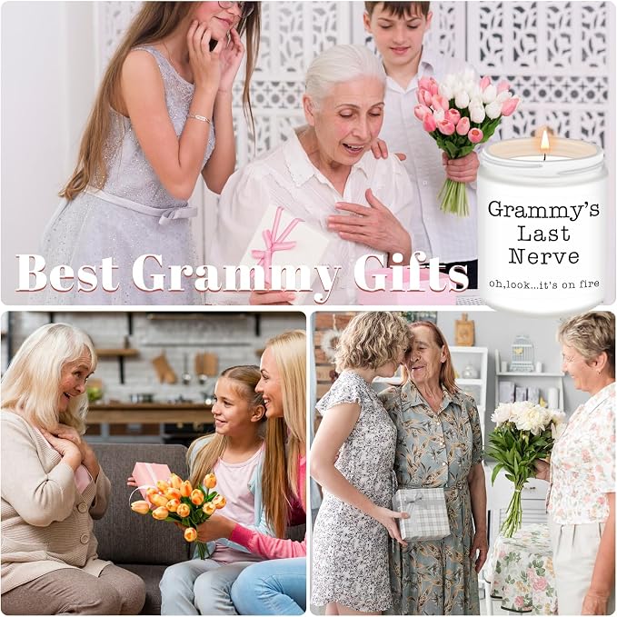 Homsolver Grammy Gifts, Gifts for Grandma from Granddaughter Grandson, Christmas, Birthday, Mother and Grandparents Day, Scented Candles, Grammy’s Last Nerve