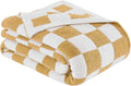 Checkered Throw Blanket for Couch, Soft Cozy Warm Knitted Blankets | Lightweight Fuzzy Travel Warm Decor for Women, Mom, Girls, Sofa, Chair, 60x80in, Khaki