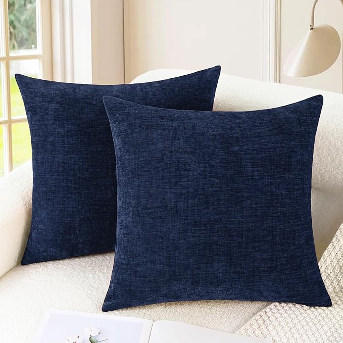 CaliTime Decorative Couch Throw Pillow Covers 26 X 26 Inches Navy Blue