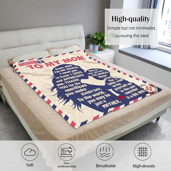 TURMTF Gifts for Moms on Birthdays Christmas,Personalized Cozy Coral Fleece Blanket with Heartfelt Message, Mom Blanket 56x71