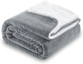SOCHOW Waffle Sherpa Fleece Throw Blanket, Super Soft Fuzzy Warm, Lightweight Fluffy Reversible Plush Blanket for Bed Sofa Couch, 50 x 60 Inches Grey