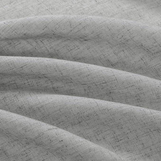 Light Grey Linen Curtains 90 Inch Length for Living Room Bedroom 2 Panels Set Rod Pocket Light Filtering Semi Sheer Window Curtains 52 Inch Width Boho Farmhouse Linen Drapes, W52xL90