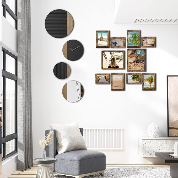 Picture Frame Set 10 pack, Farmhouse Photo Frames, Gallery Wall Frame Collage, with Two 8x10, Four 5x7, Four 4x6 Photo Frame set, in 3 Different Finishes Picture Frames For Wall or Desk,Rustic Brown