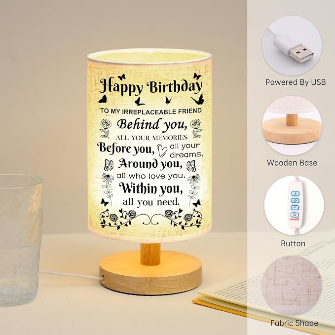WSYEAR Birthday Gifts for Women, Happy Birthday Gifts for Best Friend Birthdays Gifts, Table Lamp for Sister Mom Wife Her Girlfriend Coworker Bestie