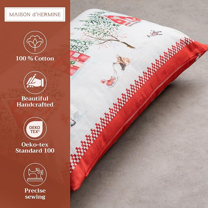 Maison d' Hermine Throw Pillow Covers 100% Cotton (12" x 20" - Pack of 1)