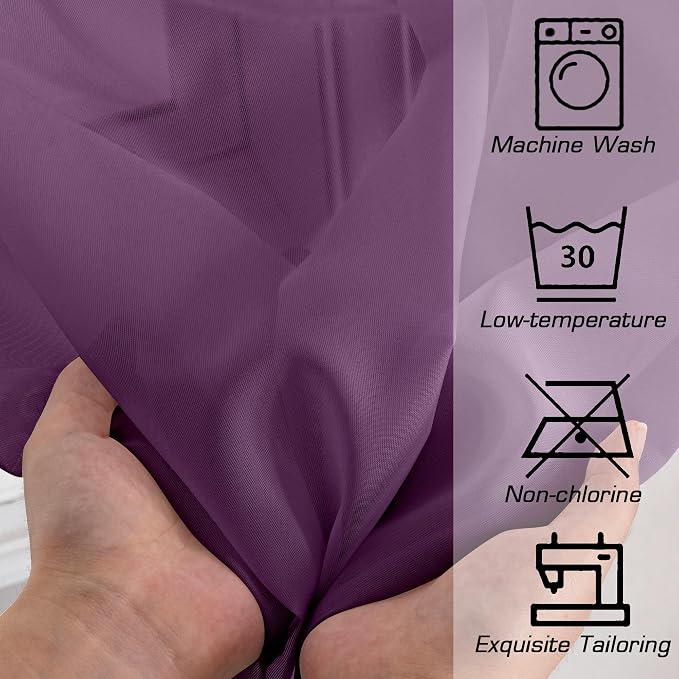 Simplebrand Plum Sheer Curtains 63 Inch Length 2 Panels, Rod Pocket Solid Color Window Sheer Curtain Panels, Elegant Curtains & Drapes for Living Room, Bedroom 2 Panels (Plum, 42" W x 63" L)
