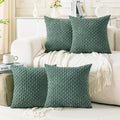 Set of 4 Teal Green Decorative Throw Pillow Covers 18x18 Inch Corduroy Pillow Covers for Bed Couch Sofa Living Room Soft Square Cushion Cases