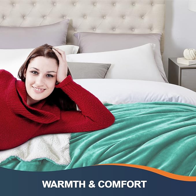 Walensee Sherpa Fleece Blanket (Twin Size 60”x80” Turquoise) Plush Throw Fuzzy Super Soft Reversible Microfiber Flannel Blankets for Couch, Bed, Sofa Ultra Luxurious Warm and Cozy for All Seasons