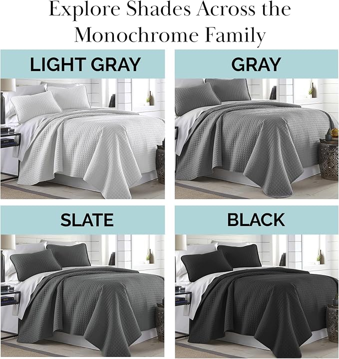 Southshore Fine Living, Inc. Quilts Queen Size Sets, Full Quilt Bedding Set, Pet Hair Resistant Bedding Coverlet Queen Size, Full Size Quilt, Microfiber Bedspread with 2 Pillow Shams, Black Quilts