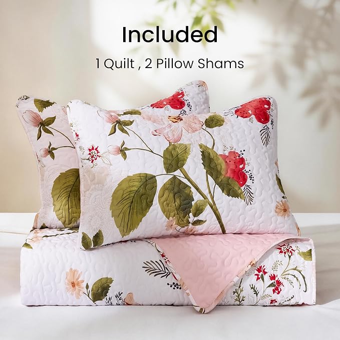 EXQ Home Printed Quilt Set Full Queen Size Monet Graden Bedspread Set | Bedding Set For All Season Use, Soft & Breathable Coverlet,3-Piece Set Includes 2 Shams, Machine Washable