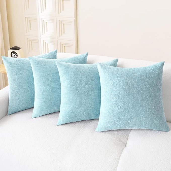 CaliTime Decorative Throw Pillow Covers 18 X 18 Inches Light Blue Grey