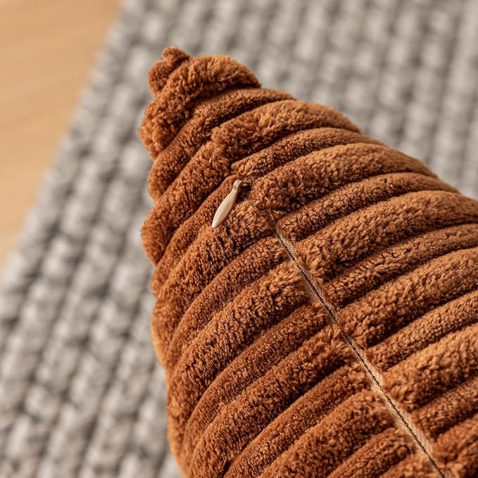 Kevin Textile Striped Corduroy 26”x26” Pillow Covers 2 Pack, Brown