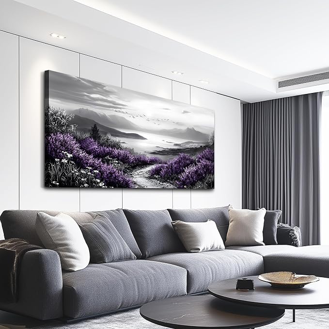 KELIYUAN Large Canvas Wall Artwork Home Decoration Painting Black And White Landscape Modern Print Painting Living Room Decor And Bedroom Office Wall Decoration Natural Scenery Mural 24 X 48 Inches