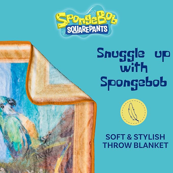 Silver Buffalo Spongebob Squarepants Captain, Fleece Throw Blanket, 45x60in | Painty the Pirate, Soft and Cozy, 180 GSM