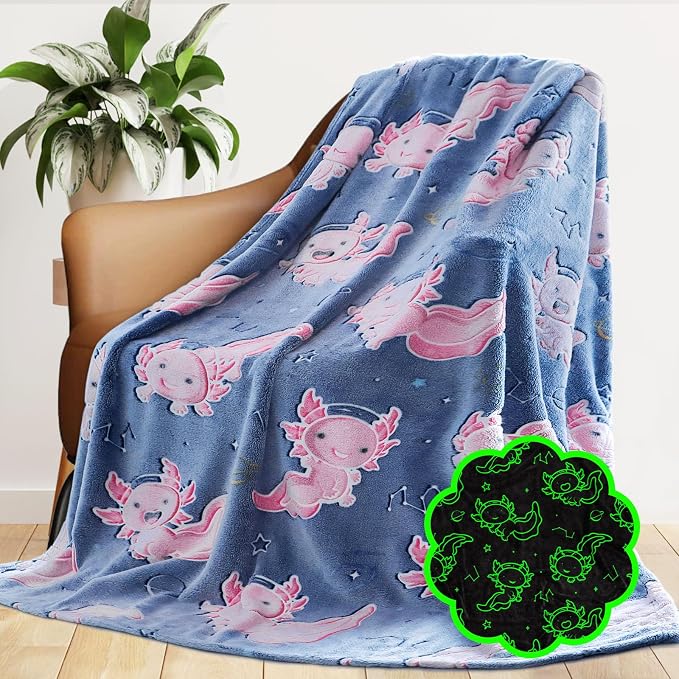 GEULAY Axolotl Blanket for Toddler Girls, 40x50 Inches | Small, Flece Throw, Axolotl Toys, Kids Room Decor, Birthday Gift, Ages 2-10