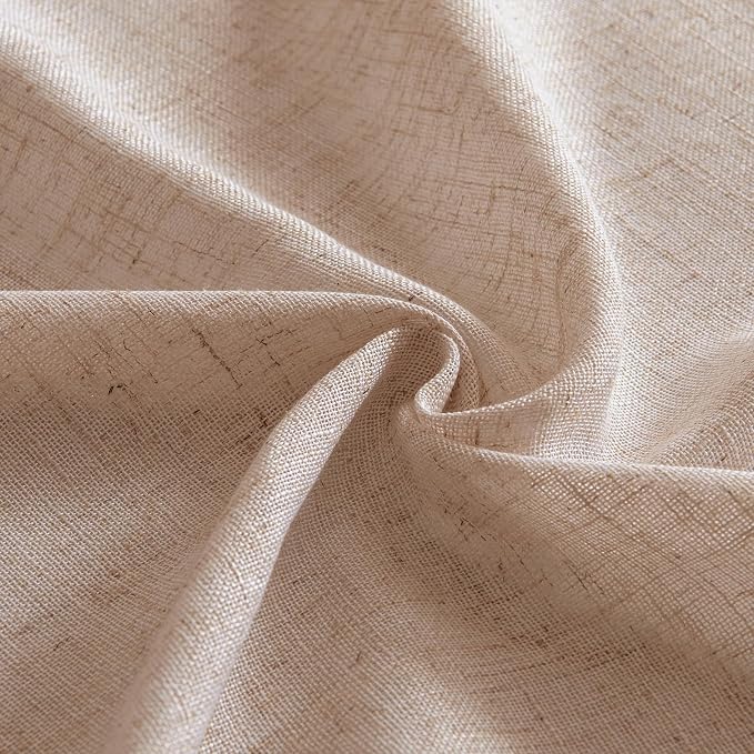 MIULEE Natural Beige Linen Curtains 52x54 Inch Long for Bedroom Living Room | 2 Panels, Soft Linen Textured Window Drapes, Semi Sheer Light Filtering, Back Tab Rod Pocket, Farmhouse Burlap Look Decor