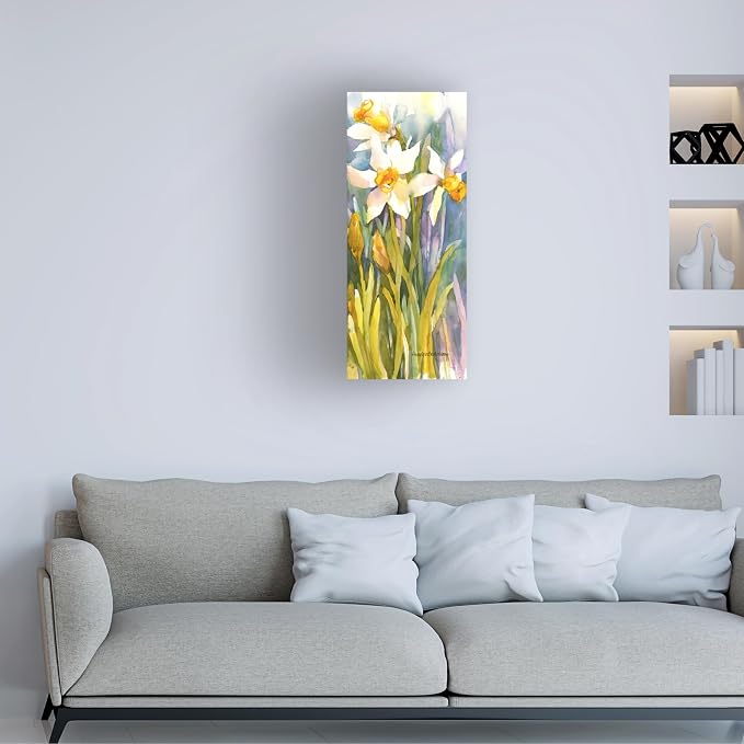 Wrapped Canvas Wall Art - Annelein Beukenkamp 'Narcissus' Wall Art for Living Room, Bedroom, or Office Décor - 14x32