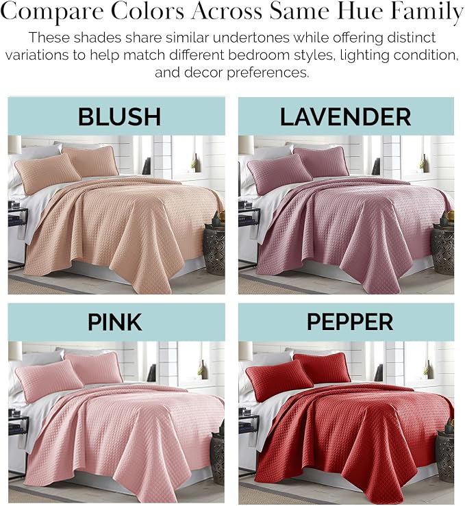 Southshore Fine Living, Inc. Red Quilt King Size Set with 2 Pillow Shams, Soft Microfiber Bedspread, Stain & Pet Hair Resistant Bedding, Cal/King Quilt Set with 2 Pillow Shams, Chili Pepper Red