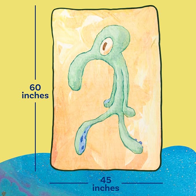 Silver Buffalo Spongebob Squarepants, Fleece Throw Blanket, 45x60in | Squidward Artwork, Soft and Cozy, 180 GSM