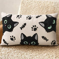 Embroidered Lumbar Pillow Cover 20x12 Inch, Cat Bone | Decorative Throw Pillow Cover, Whimsical Cushion Case with Hidden Zipper, Cottagecore Decor for Couch, Sofa, Living Room