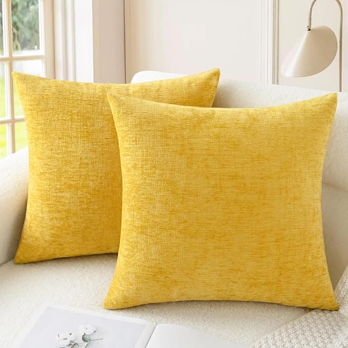 CaliTime Decorative Throw Pillow Covers 18 X 18 Inches Mustard Yellow