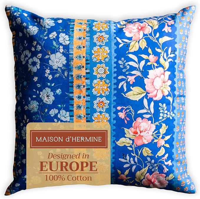 Maison d' Hermine Throw Pillow Covers 100% Cotton (20" x 20" - Pack of 1)