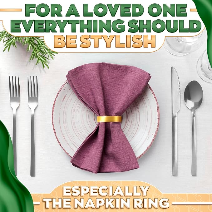 Gold Napkin Rings Set of 10, Modern Semicircle Holders for Weddings | Semicircle Metal Holders Add Elegance to Dining and Dinner Party Tables - Reusable Gold Rings Suit Modern or Formal Settings