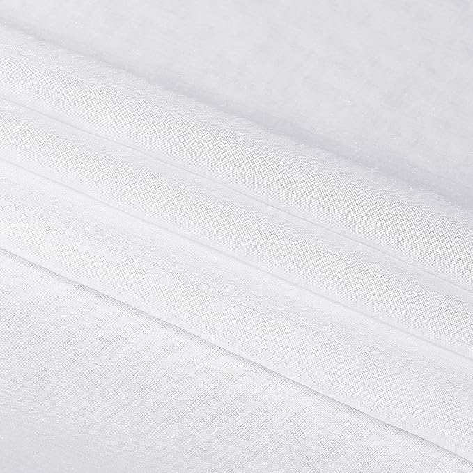 DWCN White Sheer Curtains for Living Room Linen Look Voile Drapes Grommet Window Curtain Panel 52 x 63 Inch Long, Set of 2 Panels