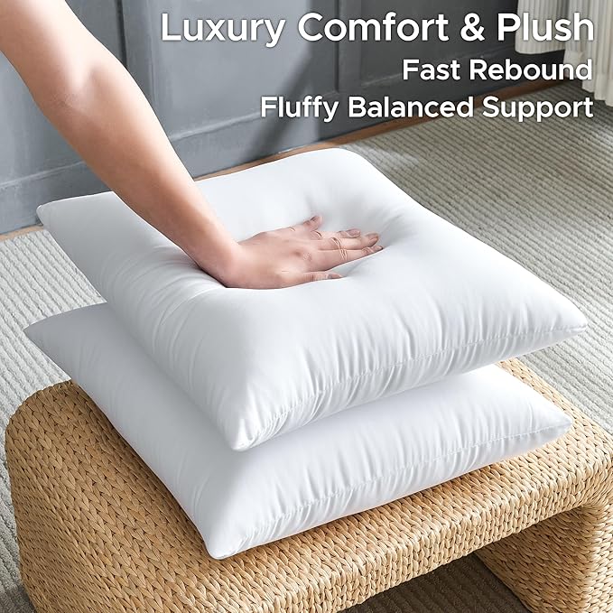 20 x 20 Throw Pillow Inserts Pack of 2 Large White Decorative Square Pillows for Couch Bed Sofa Cushion Sham Stuffer Indoor