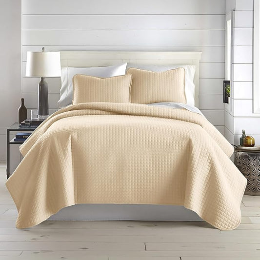 Southshore Fine Living, Inc. Queen Size Quilt Bedding Set, Hotel Quilts, Pet Hair Resistant Bedding Sets, Coverlet Queen Size, Full Size Bedspread with 2 Pillow Shams, Beige Quilts, Soft Sand