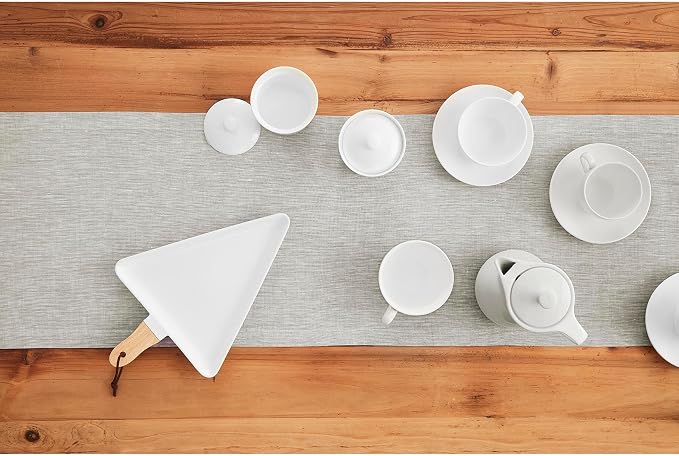Solino Home 100% Pure Linen Table Runner Oyster Grey, Athena 14 x 36 in | dresses up dining tables for everyday meals, European flax fibres, a thoughtful housewarming gift, soft, OEKO-TEX Certified