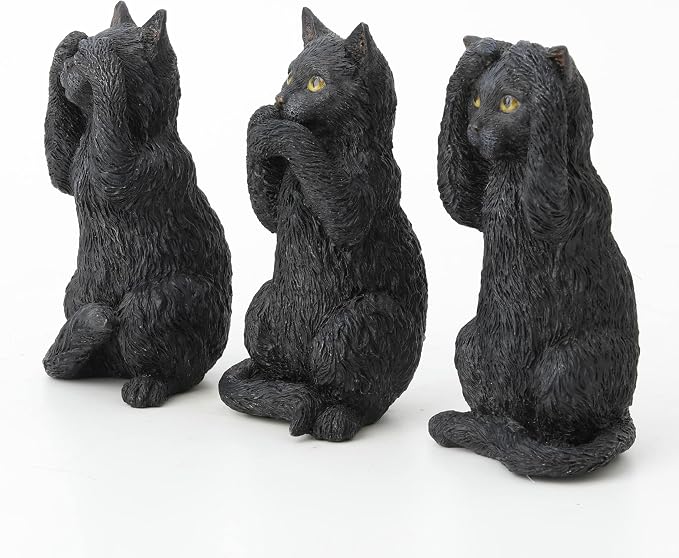 Veronese Design 4 Inch Black Kittens Hear Speak See No Evil Resin Figurine Miniature