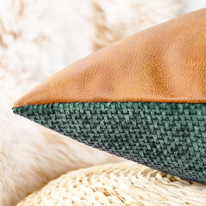 CaliTime Decorative Couch Throw Pillow Covers 18 X 18 Inches Dark Green