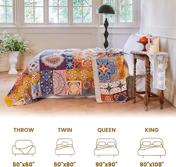 MSGKV Boho Throw Blanket 50"x60" Summer Cotton Roman Woven Throw Blanket | Roman Pattern, Muslin Throw, Reversible Woven, Lightweight Comfort, Decorative Home Accent, All Season Use, Machine Washable