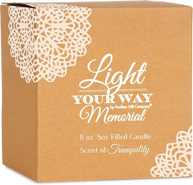 Pavilion Gift Company - Staircase to Heaven 8 oz Bereavement Candle, Memorial Gifts for Loss of Mother Father Friend Loved One, Remembrance, Condolences, Sympathy, 1 Count, Cream