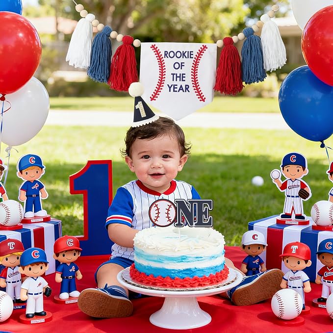 Rookie of The Year First Birthday Decorations for Boy One High Chair Banner