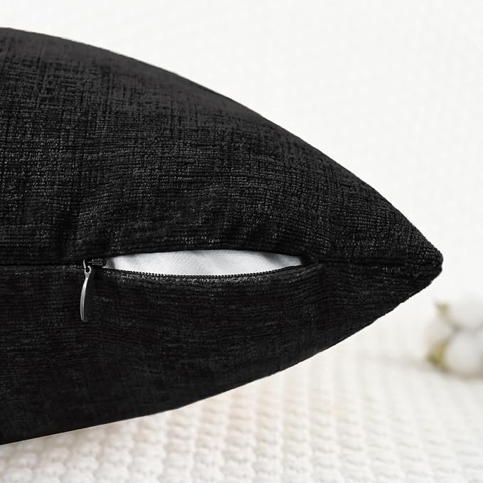 CaliTime Decorative Couch Throw Pillow Covers 20 X 12 Inches Black