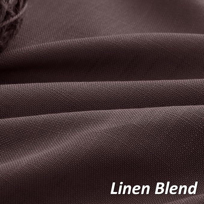 Coffee Brown Linen Curtains 90 Inches Long Rod Pocket Semi Sheer Dining Room Cozy Bedroom Decor Cotton Look Country Rustic Farmhouse Boho Curtains 2 Panel Set,52x90