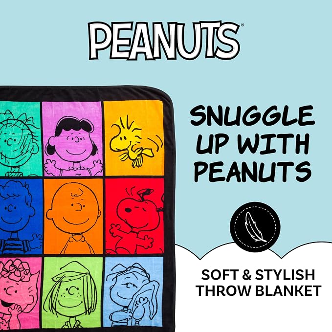 Silver Buffalo Peanuts Pig-Pen Lucy, Fleece Throw Blanket, 45x60in | Woodstock, Schroeder, Charlie Brown, Snoopy, Sally, Peppermint Patty, Linus, Soft and Cozy, 250 GSM