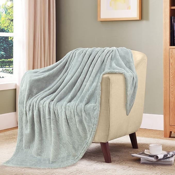 TOONOW Fleece Blanket Super Soft Cozy Throw Blanket 50" x 60", Lightweight Fuzzy Comfy Textured Flannel Blanket Warm Plush Throw Blankets for Couch, Sofa, Bed, Mirage Gray