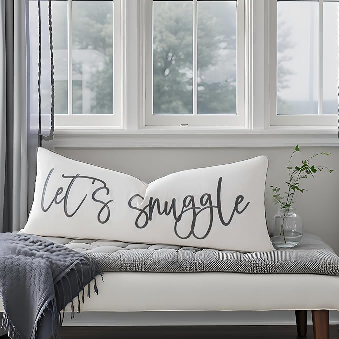 Sunkifover Let's Snuggle Decorative Lumbar Pillow Cover - 14x36 Inch