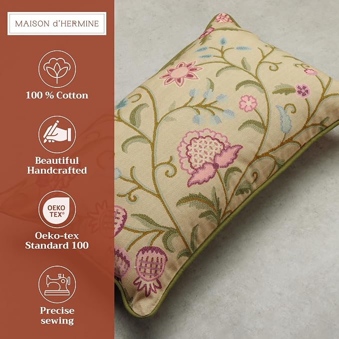 Maison d' Hermine Throw Pillow Covers 100% Cotton (12" x 20" - Pack of 1)