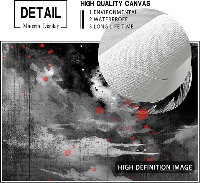 Wesluin 16"x16" Samurai Dragon Canvas – Red Sun Japanese Wall Art | Legendary duel unfolds beneath the rising crimson orb. Monochrome warrior versus beast. Hook included, ready to hang.