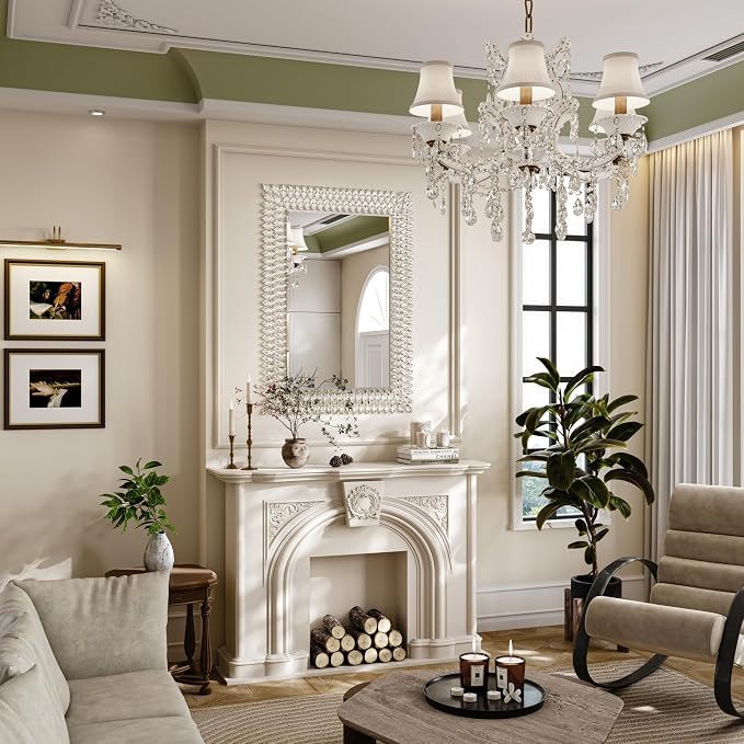 Kelly Miller 28"x40" Jeweled Luxury Rectangle Decorative Wall Mirror | Elegant diamond beveled vanity mirror. Perfect large wall mirror for living room, bathroom, entryway.