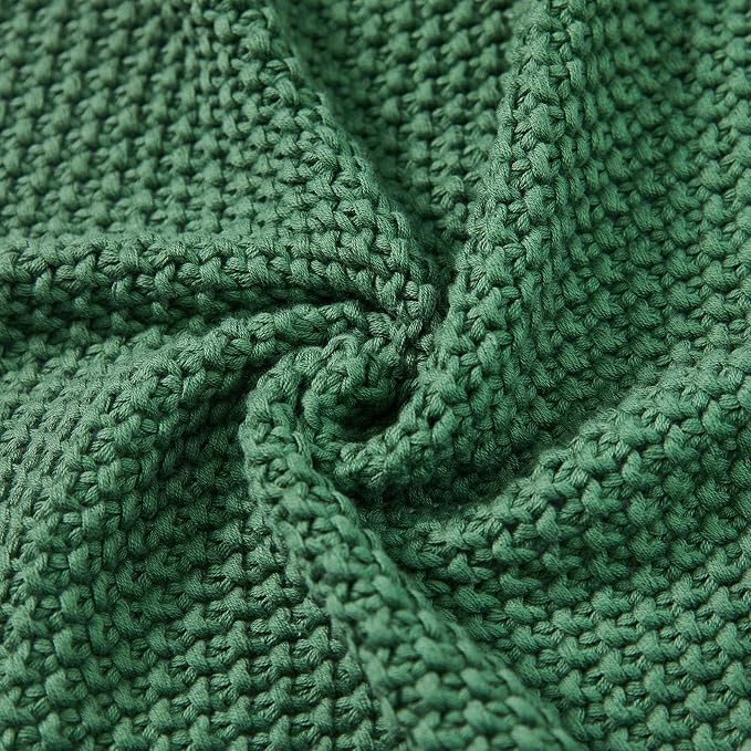 Joydeco Chunky Cable Knit Throw Blanket, Lightweight 100% Cotton Soft Cozy Throw Twin Blanket for Couch Bed and Sofa, Rustic Breathable Farmhouse Blanket Gift for Women Men(Olive Green, 60"x80")